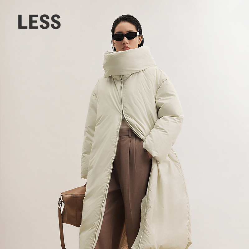 LESS冬简约加厚羽绒衣女宽松围裹立领长款鸭绒羽绒服女2OAC12940