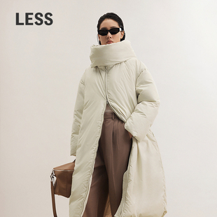 LESS冬简约加厚羽绒衣女宽松围裹立领长款 鸭绒羽绒服女2OAC12940