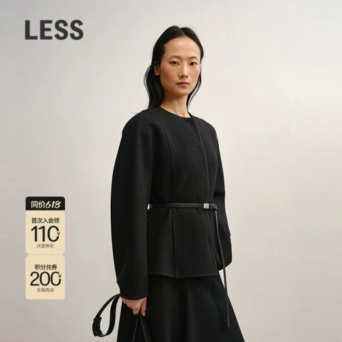 LESS休闲纯色毛呢夹克外套