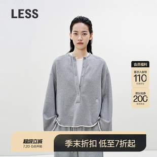 LESS2025春新寬松全棉套頭衛(wèi)衣女2P2412550 0壓系列 商場同款