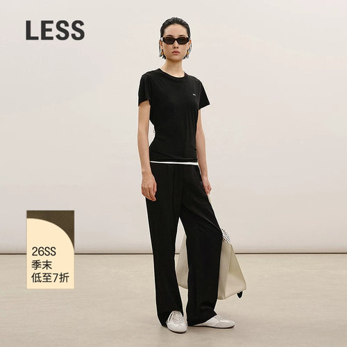 LESS混纺宽松直筒长裤