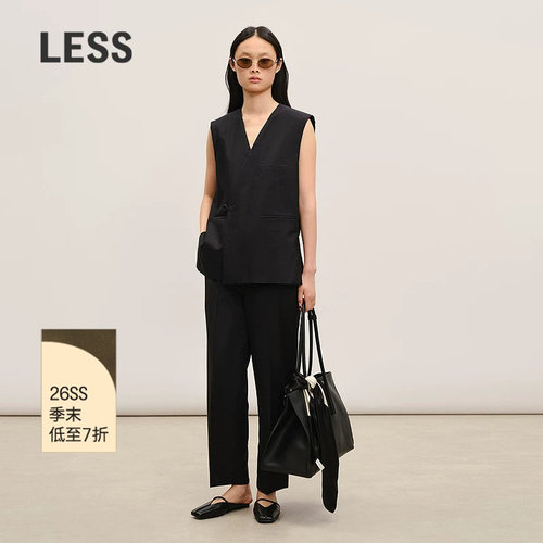 LESS通勤平折褶直筒九分裤