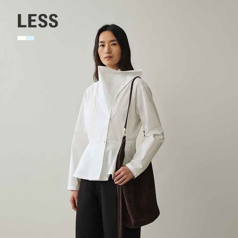LESS挺括不规则领气质含棉衬衫图片
