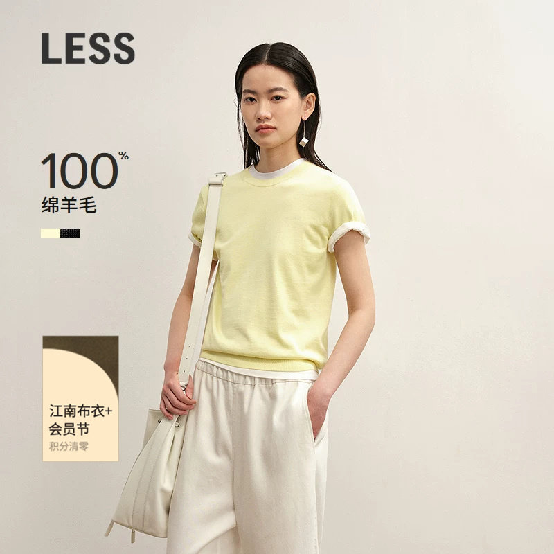 【0压系列】LESS秋羊毛薄款短袖修身套头针织衫2P731828