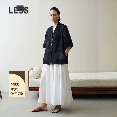 LESS全棉中袖绣花衬衫