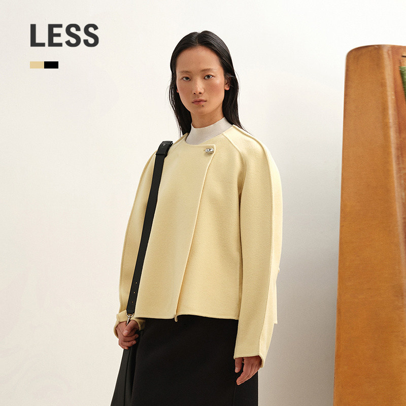 【商场同款】LESS2025年冬新款一粒扣短款双面呢大衣女2P0