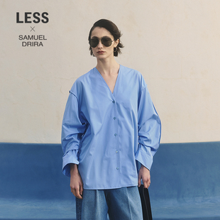 气质职场衬衫 LESS春宽松V领衬衣时尚 女2P3213310 SAMUEL系列
