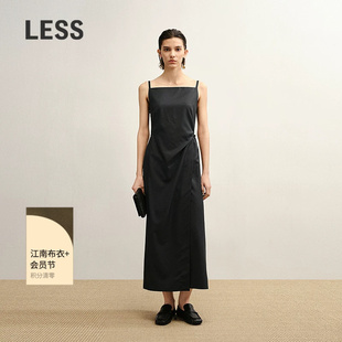 【精工系列】LESS秋黑色收腰绵羊毛吊带连衣裙2P7G17320