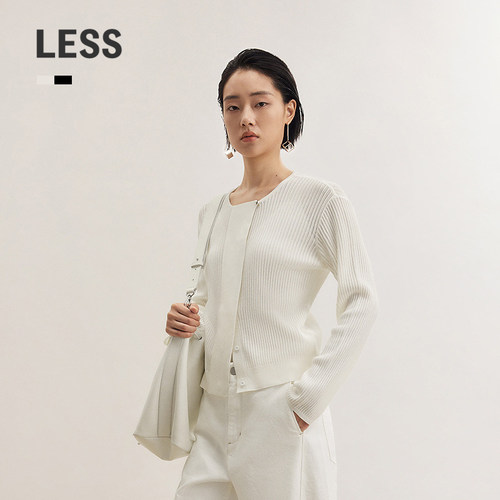 LESS圆领短款开衫针织衫女