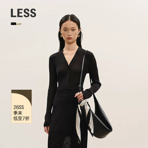 LESS修身V领薄款针织开衫