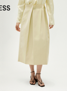 【精工系列】LESS春立体几何感前压褶不规则设计半身裙2O1D13020