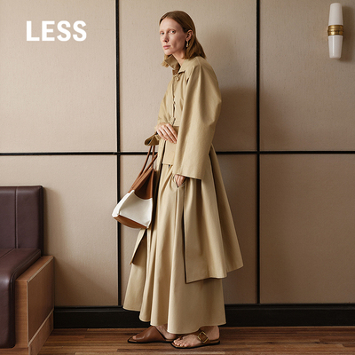 LESS复古A型长绒棉中长款风衣