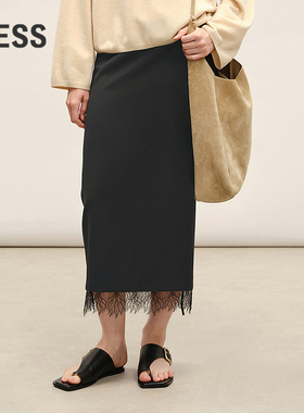 【商场同款/精工系列】LESS2026春新款蕾丝拼接半身裙2Q1D16690