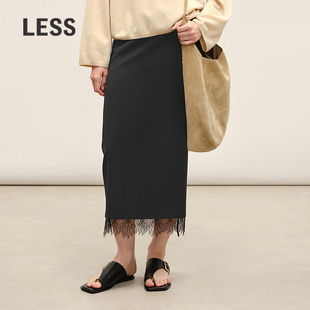 LESS2026春新款 精工系列 蕾丝拼接半身裙2Q1D16690 商场同款