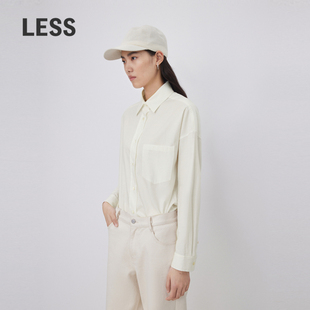 女2O1214050 简约日常舒适白色衬衫 LESS春季 纯色棉质休闲宽松经典