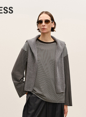 【商场同款】LESS2026春新款环保莱赛尔条纹宽松长袖T恤2Q3113180