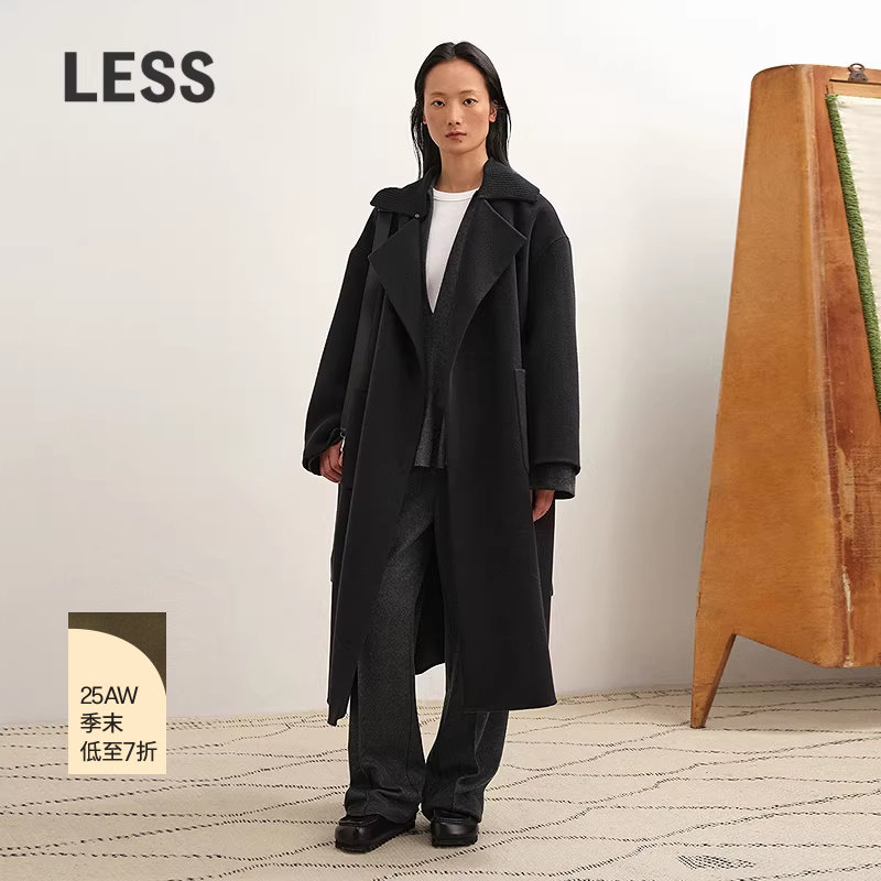 【商场同款】LESS2025年冬新款韩系通勤长款双面呢大衣2P0