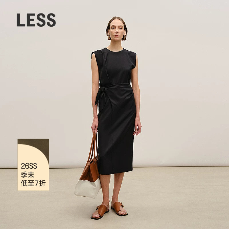 LESS绑带长款无袖连衣裙图片