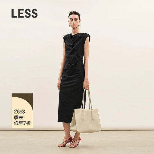 LESSX型高级感一字领无袖连衣裙