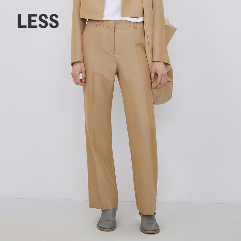 LESS春秋休闲简约通勤绵羊毛直筒西装裤女2N8E10790