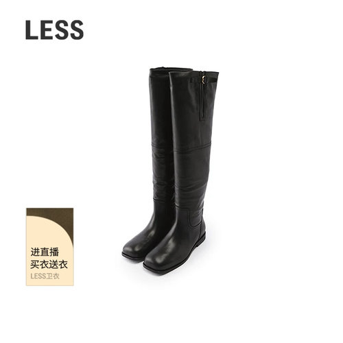LESS牛皮革骑士高筒长靴