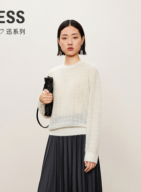 【迅系列】LESS马海毛套头针织衫春秋基础圆领提花上衣2O8310550