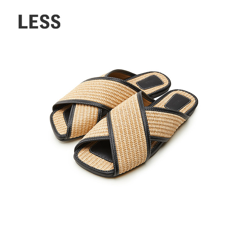 LESS夏季平底休闲凉鞋女复古度假风交叉编织带平底鞋3P4M10120,女鞋,时尚休闲鞋,淘宝优惠券,粉丝福利购,淘宝优惠卷