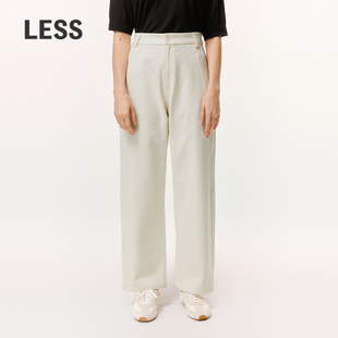LESS春休闲全棉舒适简约宽松百搭通勤风白色直筒牛仔裤 2O3E11220