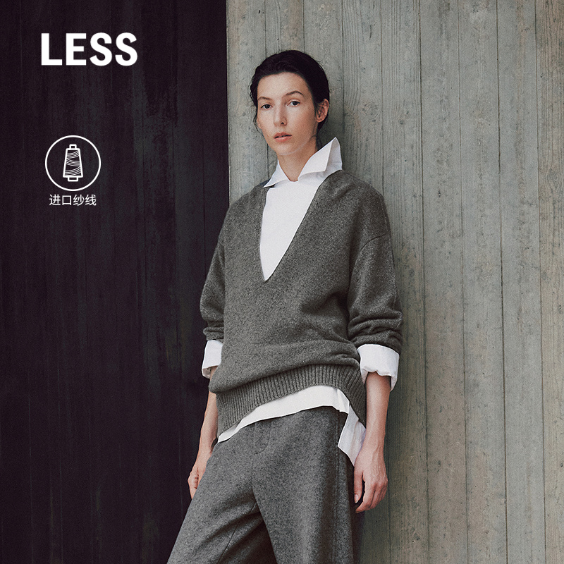 LESS意大利进口套头V领针织衫