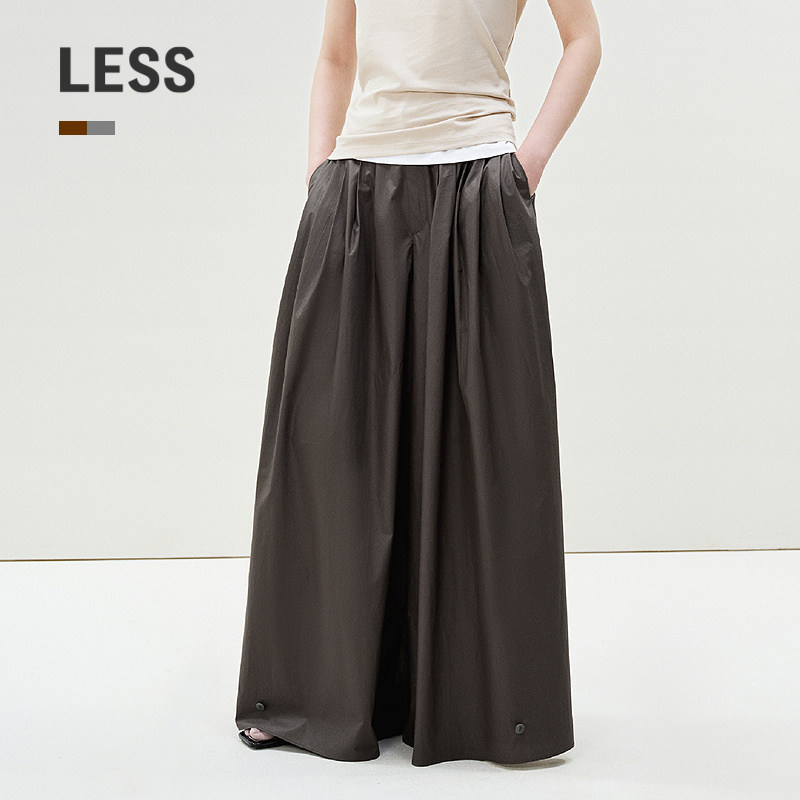 LESS高腰阔腿休闲裙裤女匹马棉