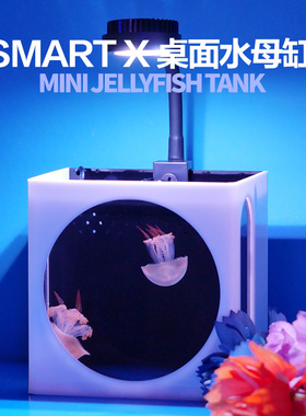 SmartX小型桌面水母缸鱼缸生态发光水母饲养缸七彩变色儿童节礼品