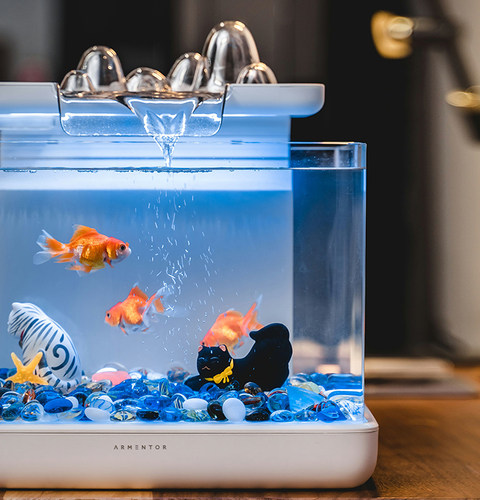 小山桌面创意鱼缸超白玻璃家居风