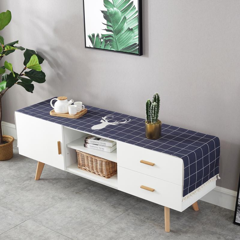 北欧风棉麻小清新茶几防尘盖布