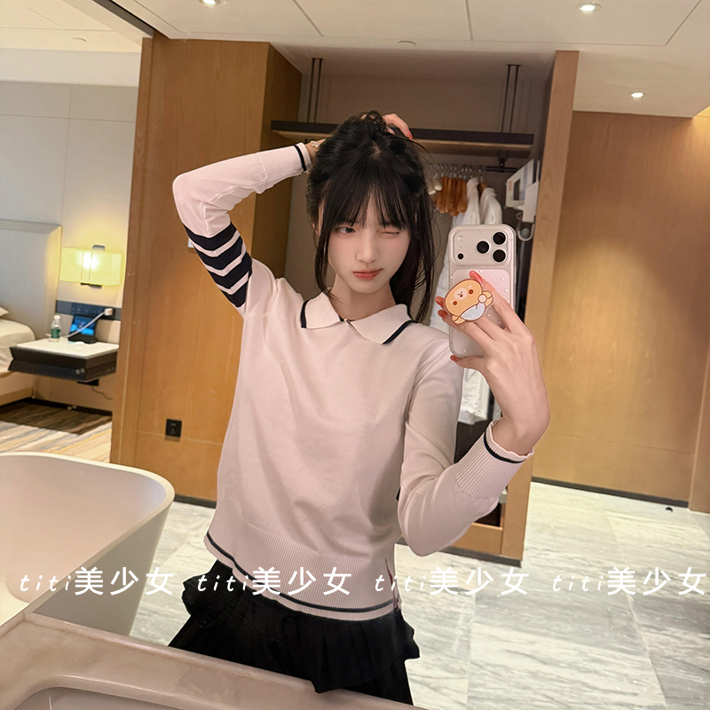 【TiTi美少女】纯欲风小香风polo针织日常百搭高级感翻领上衣,女装/女士精品,大码内搭,淘宝优惠券,粉丝福利购,淘宝优惠卷
