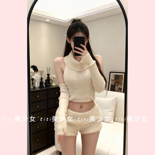 【TiTi美少女】纯欲风套头针织衫女2025年秋冬季性感羊毛高领毛衣