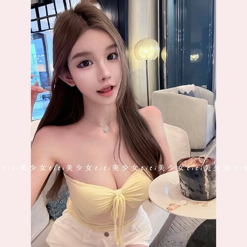 黄色性感美背抹胸背心