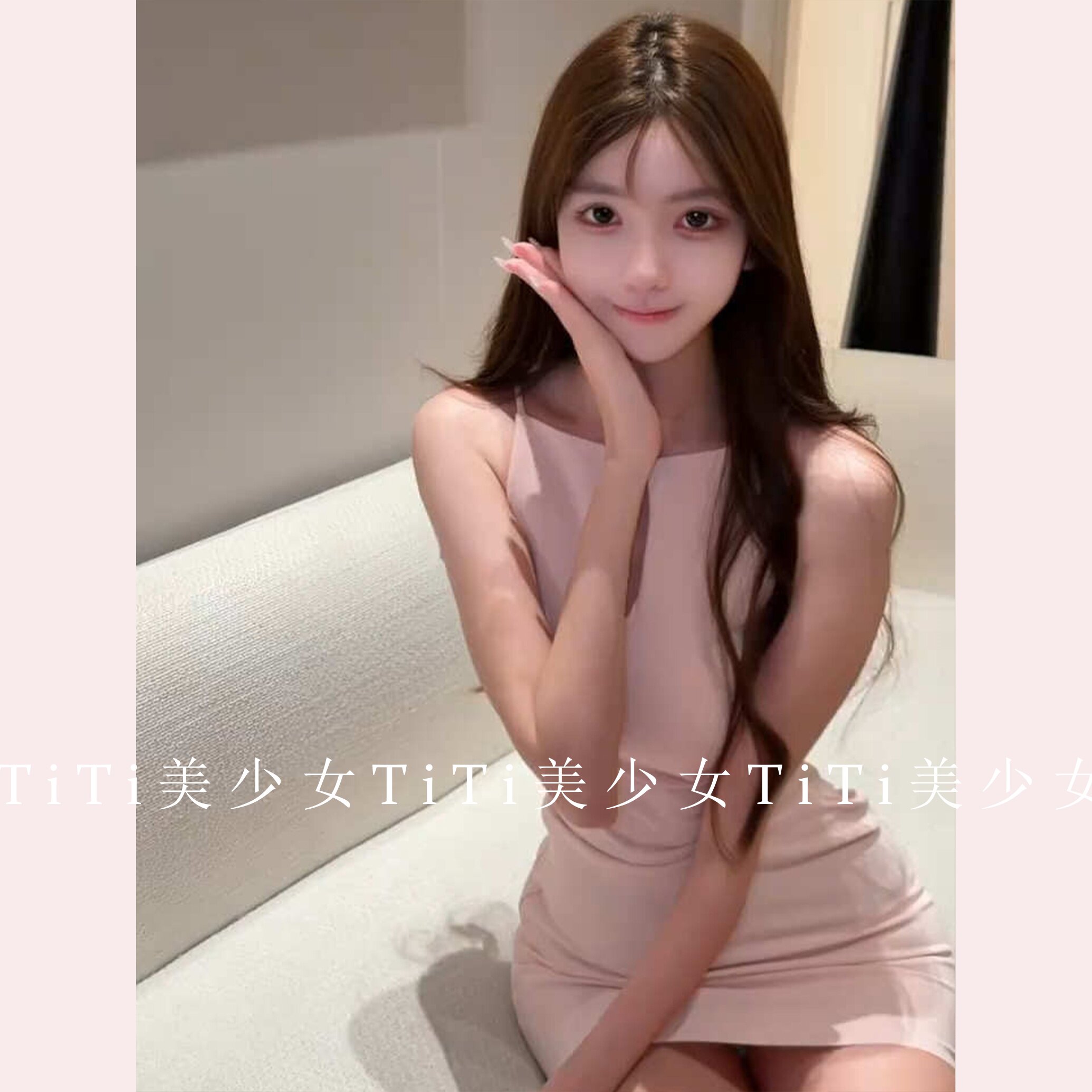 【TiTi美少女】法式纯欲性感气质镂空抽褶背心吊带包臀连衣裙女装