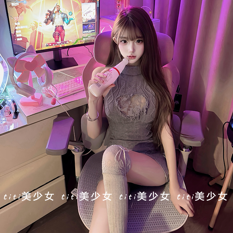 【TiTi美少女】纯欲辣妹高领小心机针织背心裙收腰蕾丝毛衣包臀裙,女装/女士精品,大码内搭,淘宝优惠券,粉丝福利购,淘宝优惠卷