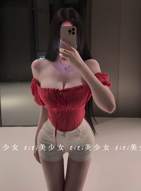 纯欲风显白格子衬衫泡泡袖上衣