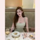 薄荷绿针织吊带小背心女春内搭无袖 TiTi美少女 遮副乳方领上衣