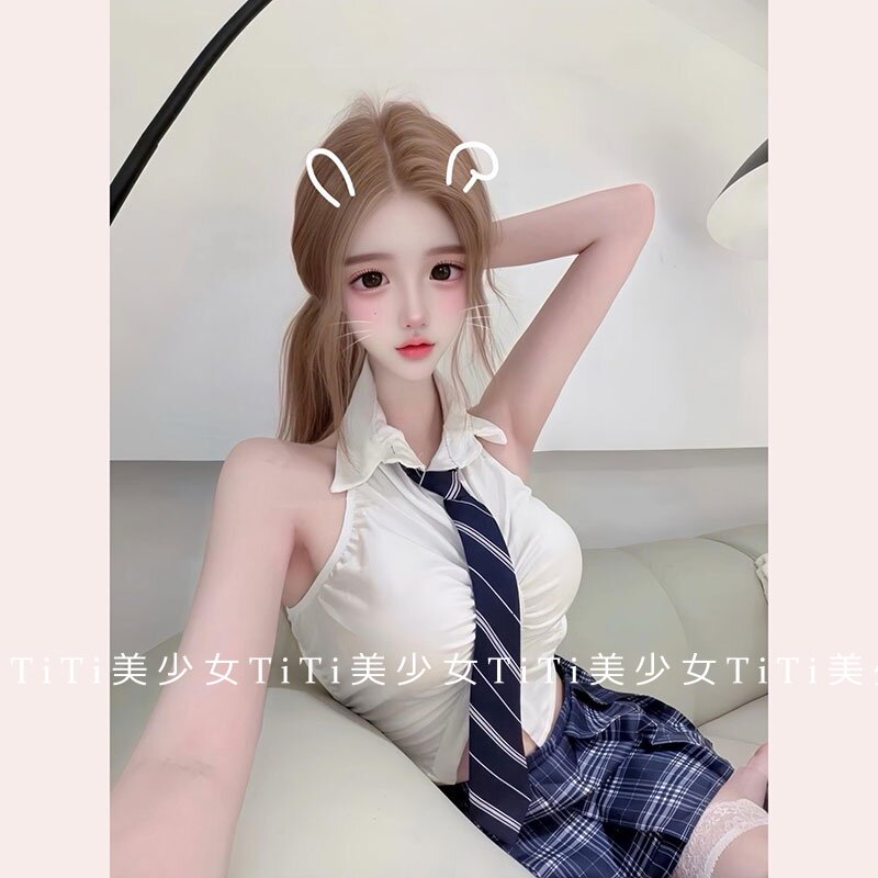 【TiTi美少女】性感风夏季新款学院JK制服纯欲紧身超短百褶裙套装