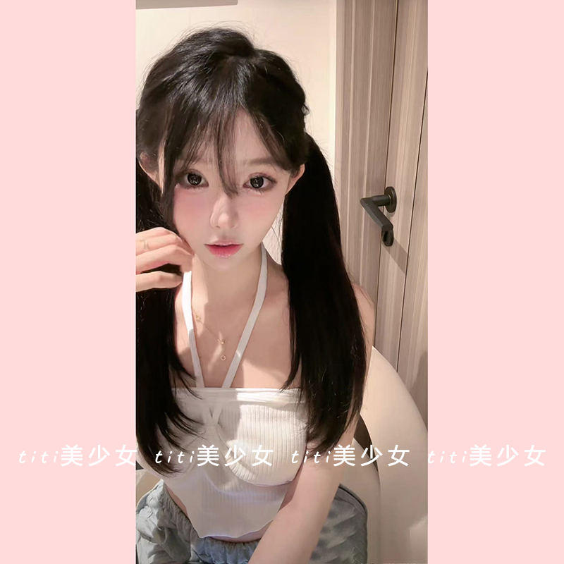 【TiTi美少女】性感挂脖纯欲小吊带背心女装内搭修身短款辣妹上衣,女装/女士精品,大码内搭,淘宝优惠券,粉丝福利购,淘宝优惠卷