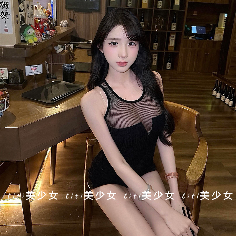 【TiTi美少女】性感纯欲风春季微透针织背心打底上衣无袖薄款女,女装/女士精品,大码内搭,淘宝优惠券,粉丝福利购,淘宝优惠卷