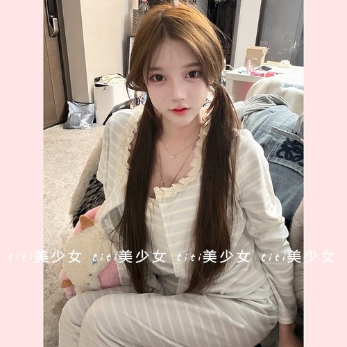 保暖性感吊带家居服三件套