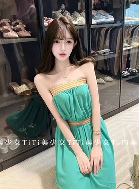夏季纯欲一字肩抹胸裙