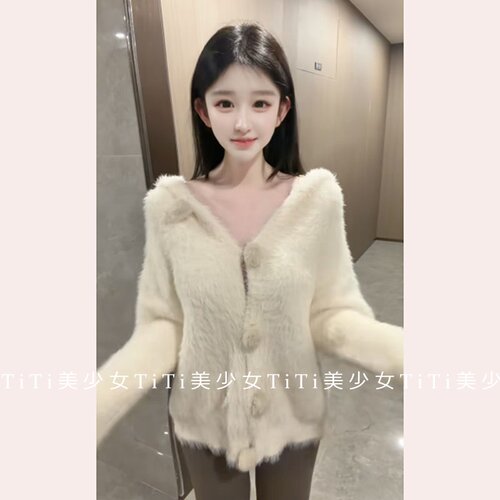 毛茸茸超软糯兔耳朵水貂绒针织衫