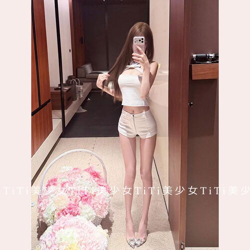 蝴蝶结交叉背心修身显瘦辣妹上衣