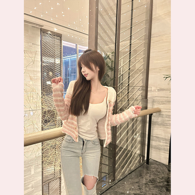 新款秋季纯欲镂空定染金上衣