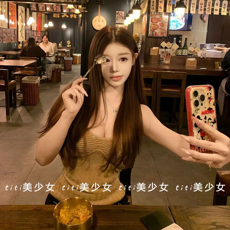 【TiTi美少女】纯欲风性感修身显瘦针织抹胸女装春季收腰内搭上衣,女装/女士精品,大码内搭,淘宝优惠券,粉丝福利购,淘宝优惠卷