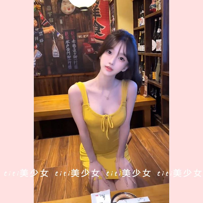 【TiTi美少女】新款纯欲性感辣妹蝴蝶结系带短裙包臀吊带连衣裙,女装/女士精品,大码内搭,淘宝优惠券,粉丝福利购,淘宝优惠卷